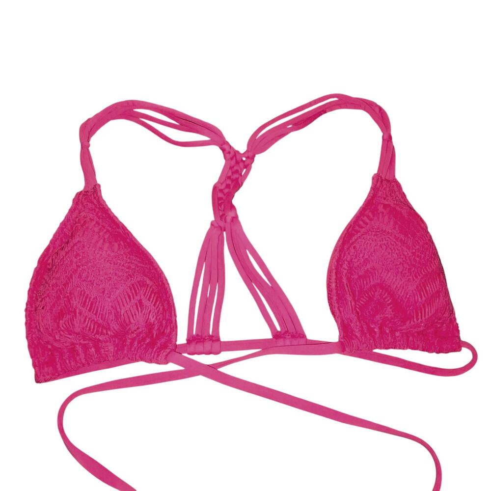 Vince Camuto Crochet Lace Tie Front bikini pink XS $146 - Picture 3 of 9